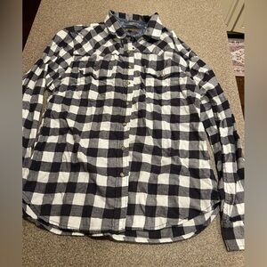JACHS Girlfriend Black and White Plaid snap button Down Shirt